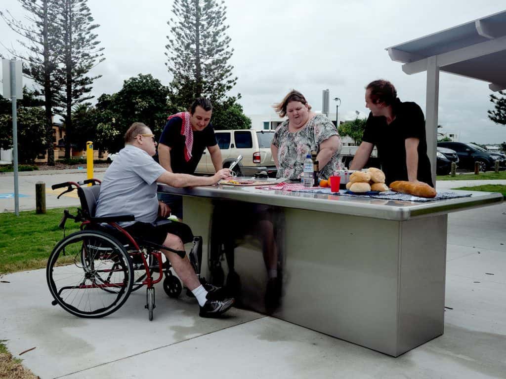 Cooking around a double Equal Access BBQs